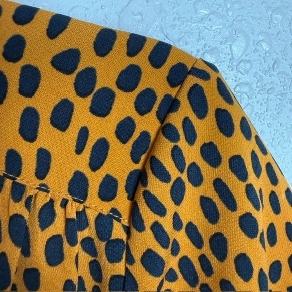 J. Crew Short Sleeve Wrap Dress Cheetah Print Mustard Yellow Size 8